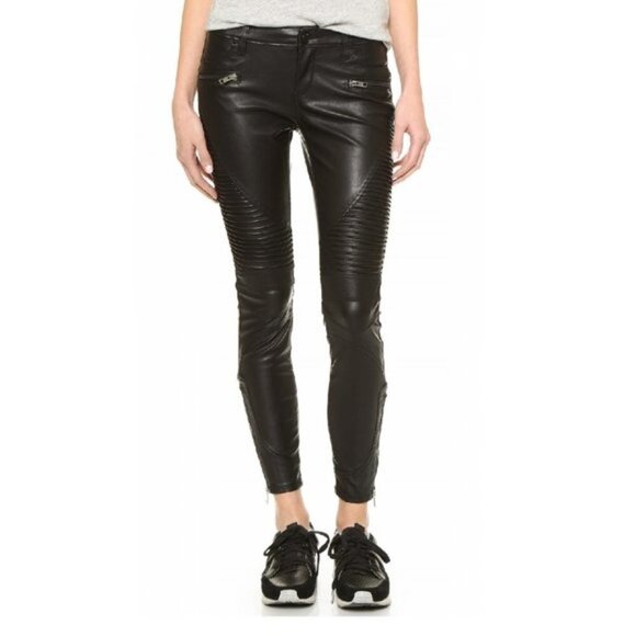 NEW BLANK NYC VEGAN LEATHER MOTO JEANS IN DADDY SODA - Picture 2 of 10